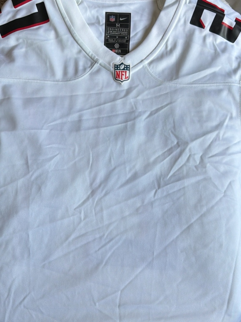 NFL Men’s White Game Jersey with Black & Red Accents